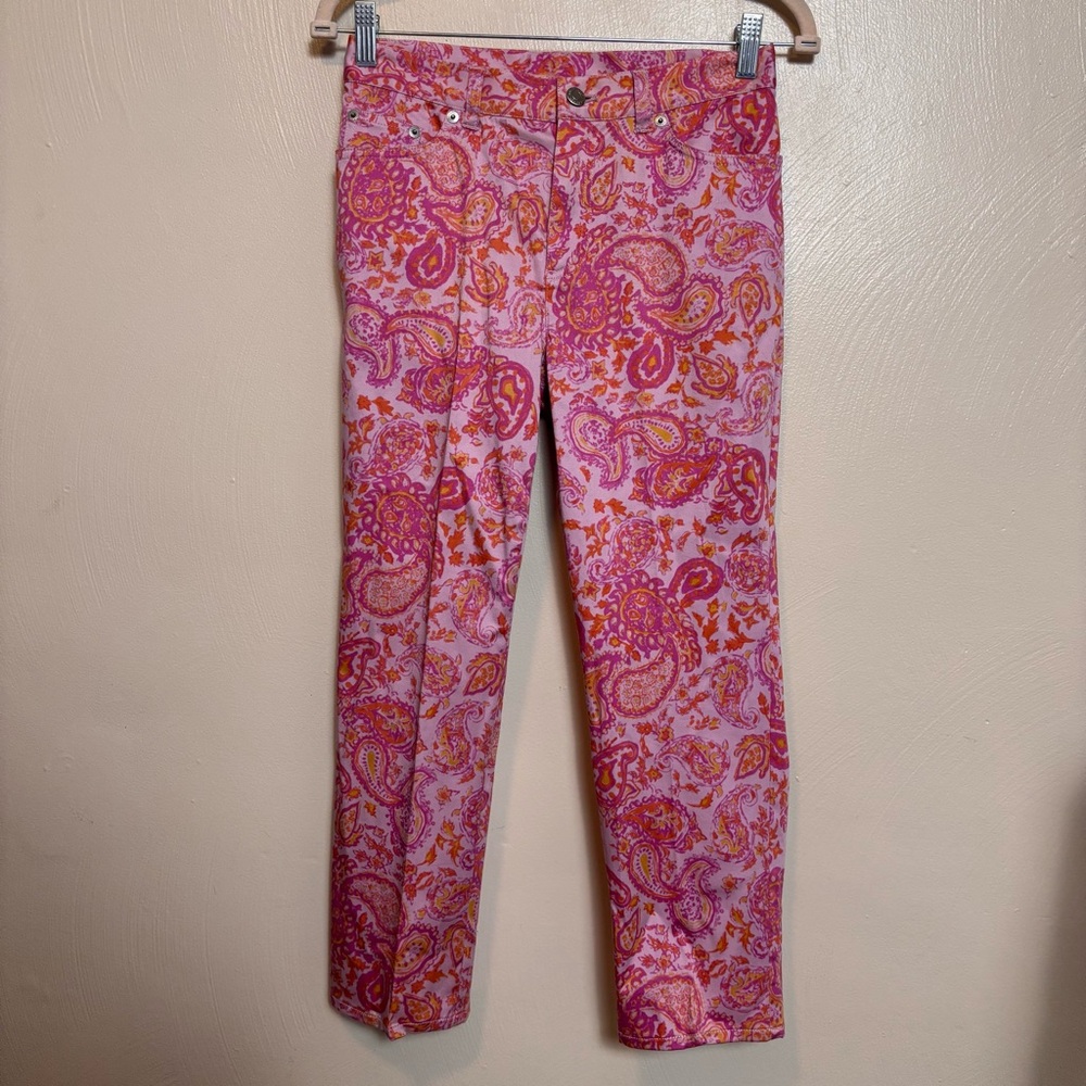 Lauren Ralph Lauren Women’s Pants‎ Paisley Print Pockets Pink Orange Size 2P
